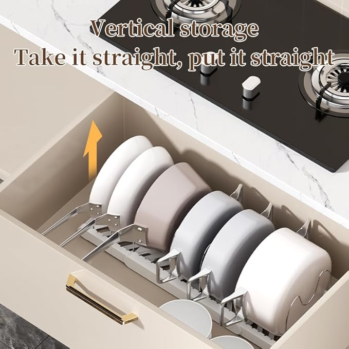 Expandable Pots and Pans Organizer Under Cabinet, 7 Stainless Steel Dividers - Image 7