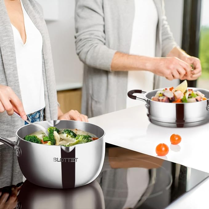 SLOTTET Tri-Ply Whole-Clad Stainless Steel Sauce Pan - Image 6