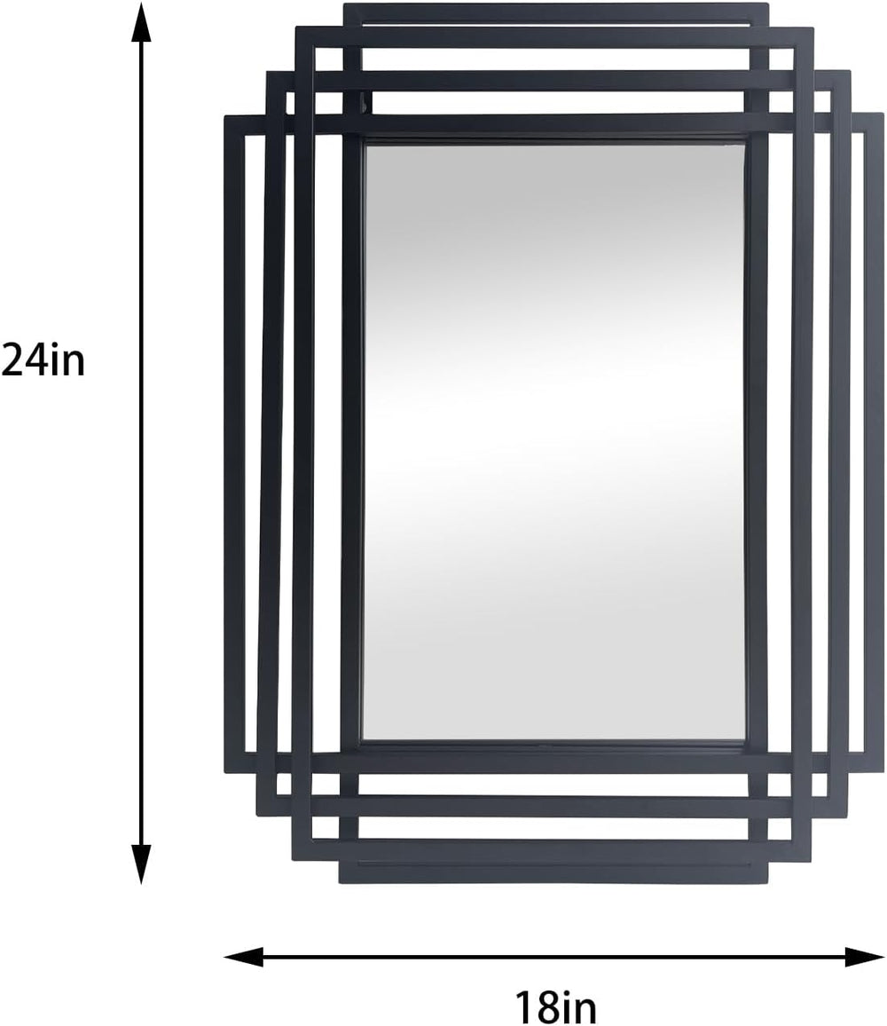 24"x18" Rectangle Decorative Mirror with Black Geometric Frame