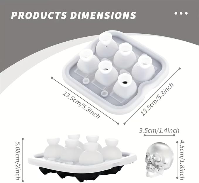 Skull Ice Cube Mold, 6-Cavity Silicone Ice Tray - Image 6
