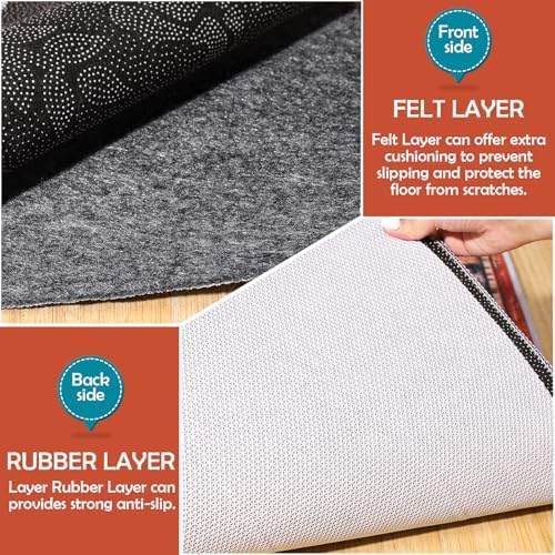 Waterproof Rug Pad, 6x9 Ft Under Area Rug Carpet Pad, Non Slip Rug Pads for A...