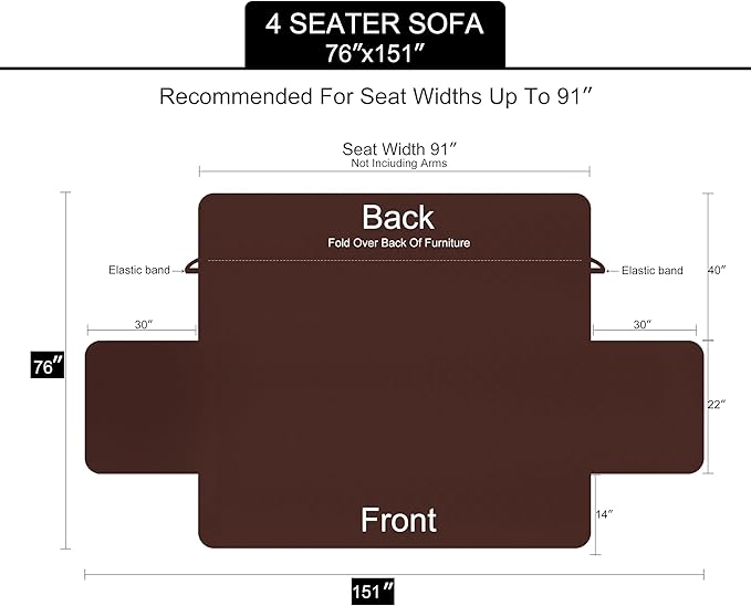 U-NICE HOME 4 Seater Sofa Cover 91 Inch Large Couch Covers - Image 6