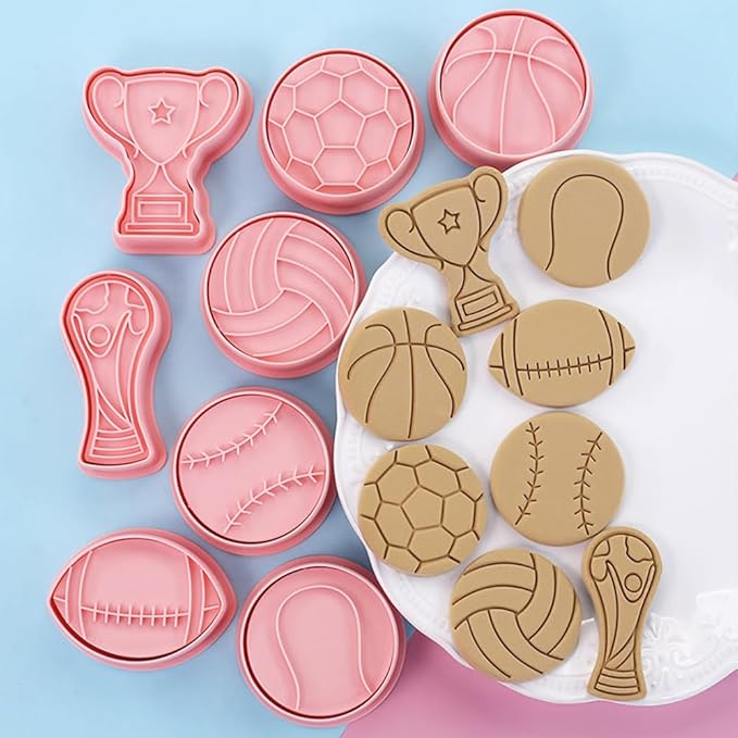Ball Shape Cookie Cutters Set, 8-PCS 3D Football, Basketball, Volleyball - Image 2