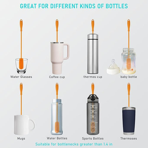 15.7" Silicone Bottle Brush, ddLUCK Water Bottle Cleaner Brush - Image 2