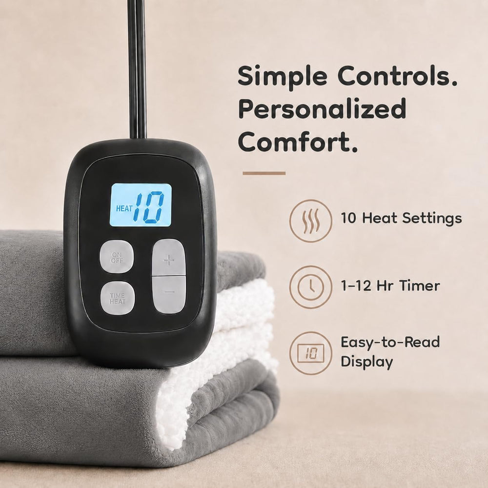 Electric Heated Blanket Full Size 72"x 84", Flannel & Sherpa fo...