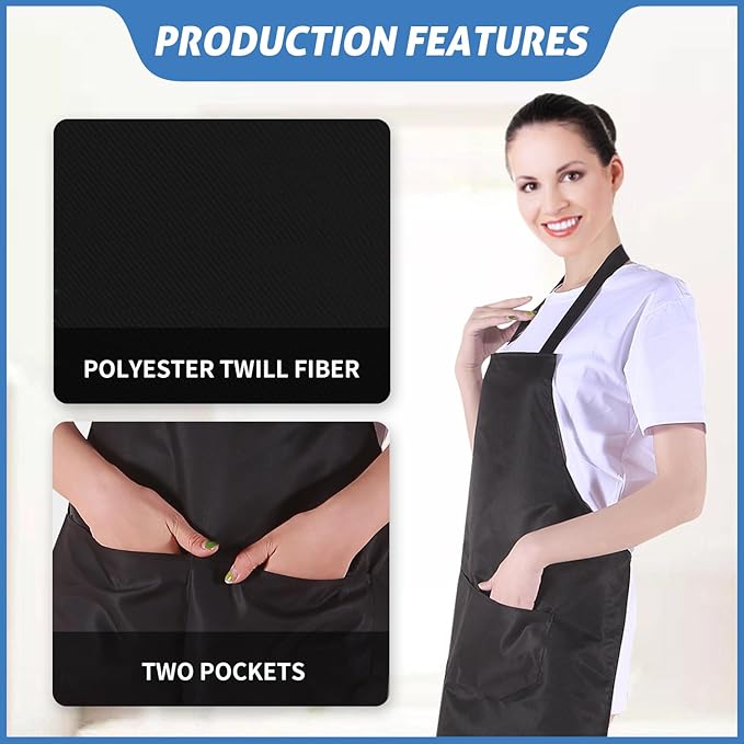 8/12/24 Pack Plain Bib Aprons Bulk, Unisex Apron - Image 4