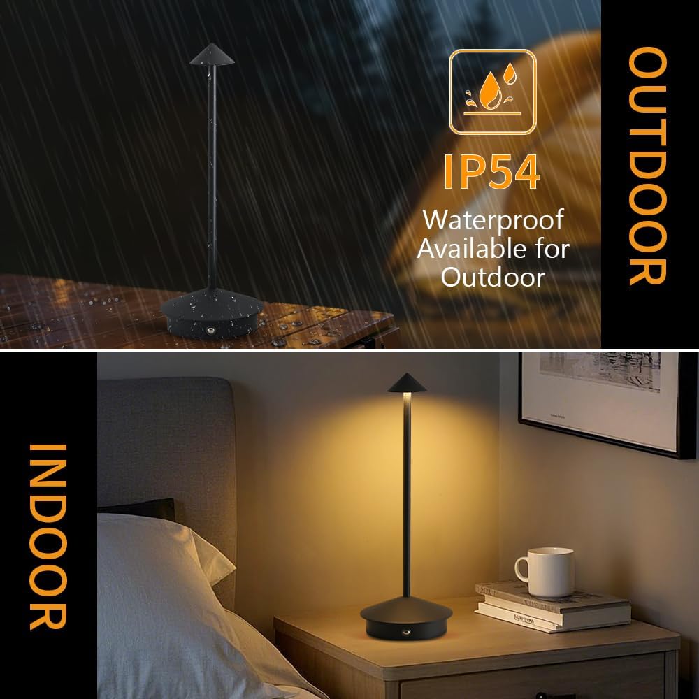 2 Pack LED Rechargeable Cordless Table Lamps,Portable Outdoor 5000mAh Battery...