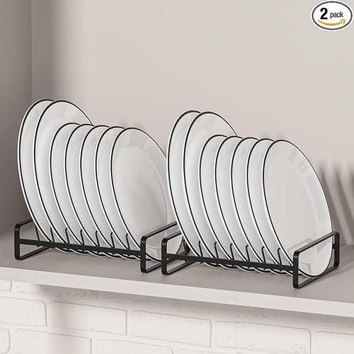 2 Pack Plate Holders Organizers 8 Slots Upright Cabinet Dish Drying Racks Metal by Hikinlichi