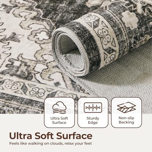 WITSHOCK 10x12 Washable Area Rug Vintage Rugs for Living Room Black