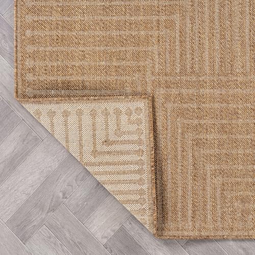 Rugshop Linear Jute-Style Indoor Outdoor Area Rug Sand/Natural 7'10"...