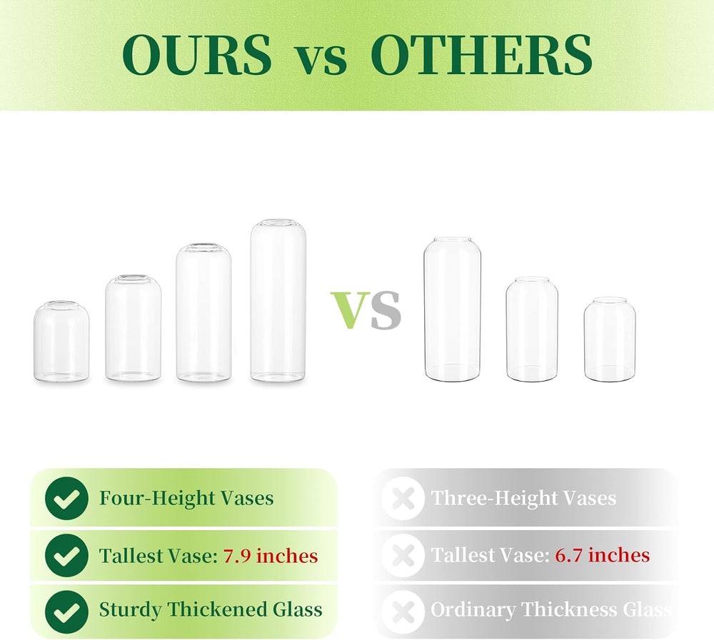 Hewory Glass Bud Vases for Flowers: 20PCS Modern Clear Small Vases Bulk