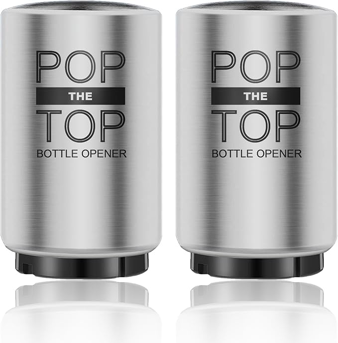 2PCS Beer Bottle Opener with Magnetic Cap, Automatic Stainless Steel One-Handed by VEADOOLLY