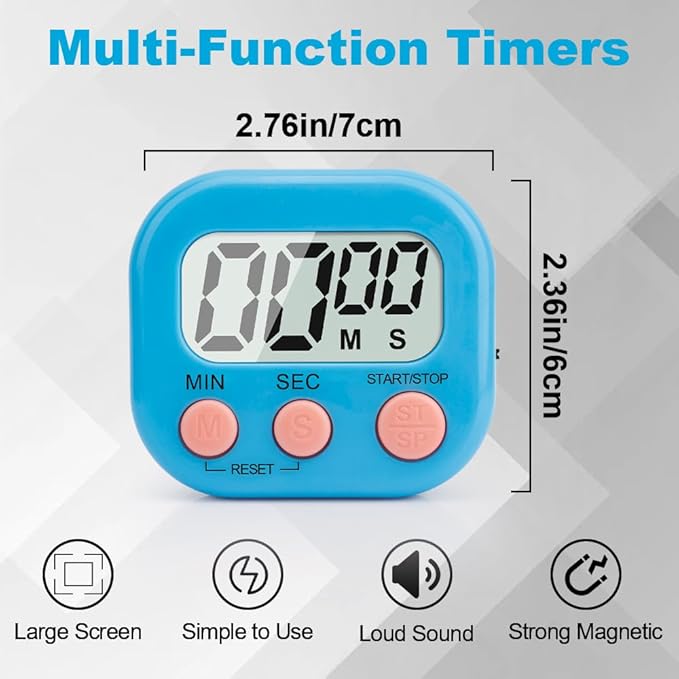 Digital Kitchen Timer, Magnetic Countdown Minute Simple Timer - Image 2