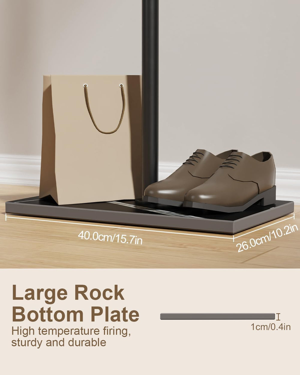 T-shaped Coat Rack Freestanding, Modern Clothes Rack with Rock Slab Base, Hea...