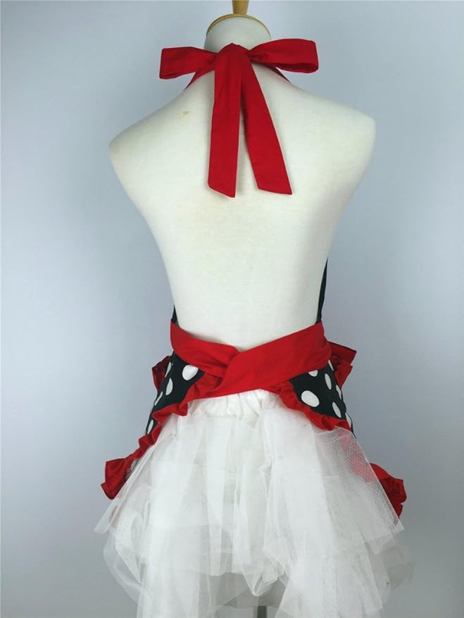 Hyzrz Cute Apron Retro Black Polka Dot Retro Ruffle Side Vintage Cooking Aprons - Image 6