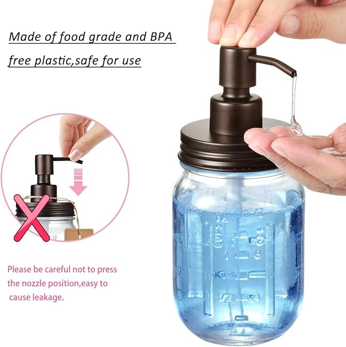 Amolliar Mason Jar Liquid Soap Dispenser Pump Lid, Stainless Steel Pump - Image 5