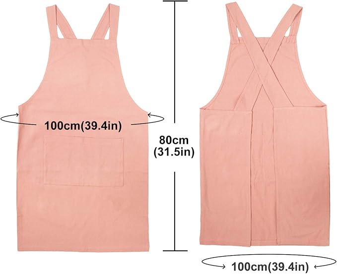 ELEZAY Aprons for Women with Pockets Plus Size Comfort Cross Back No Tie Cotton - Image 4