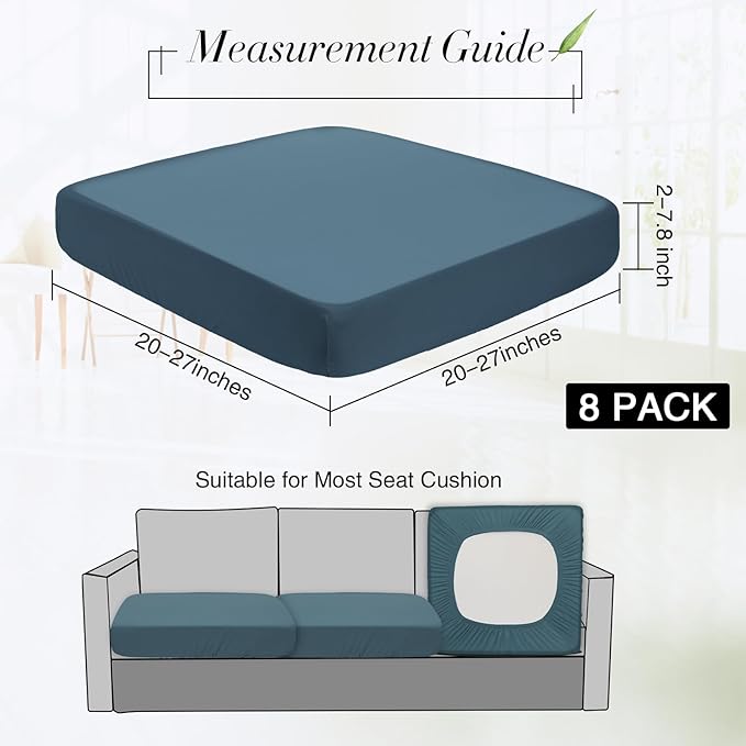 Newwiee 8Pcs Patio Cushion Covers Stretch Outdoor Cushion Cover Replacement - Image 2