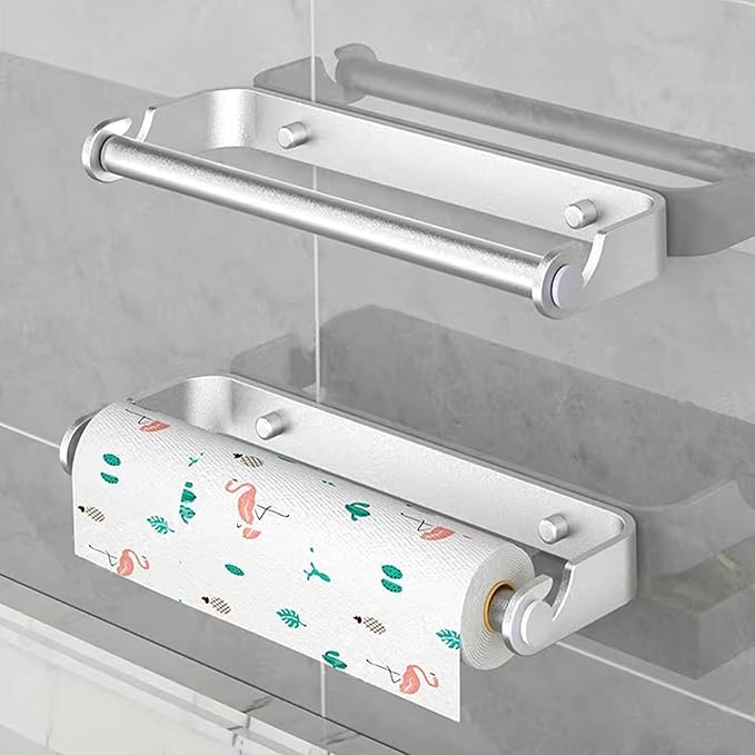 Aheucndg Paper Towel Holder Wall Mount, Self Adhesive or Drill Mounting Paper - Image 2