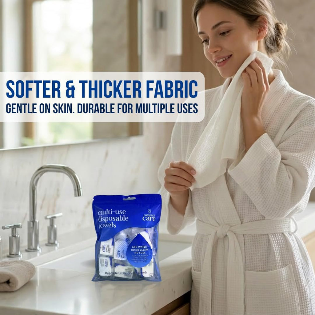 Compressed Towels 40 PCS - 100% Cotton Disposable Towels for Travel, Camping, Gym & Personal Hygiene - Chemical-Free Disposable Towel Tablets - Expands with Water - Portable Bulk Face Towels