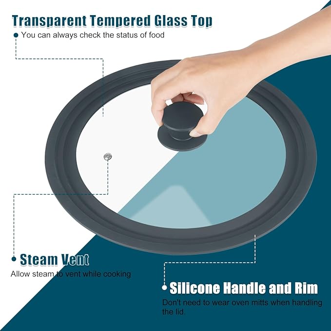 Universal Lid for Pots Pans and Skillets, 2 Pack Pan Cover fit 7", Silicone - Image 2