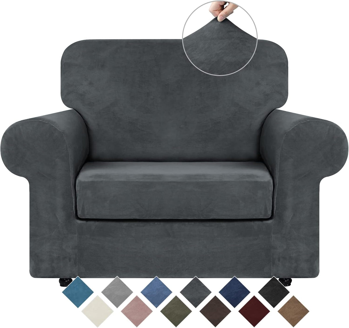 weerrw velvet stretch 2 pieces chair sofa slipcovers, main product view
