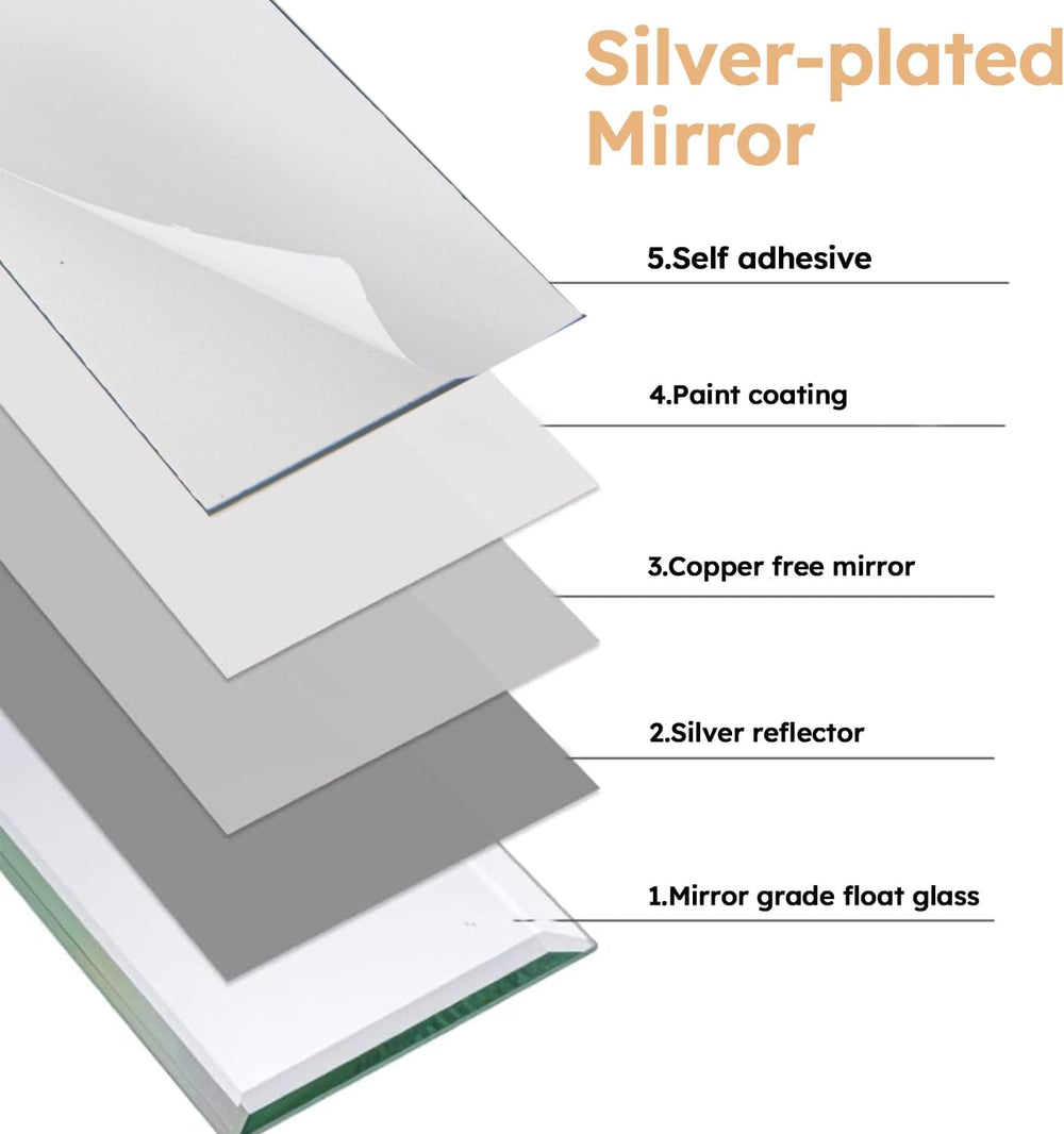 Peel and Stick Mirror Backsplash Tiles, Silver, 3x10 Inch, 5 Sq.ft