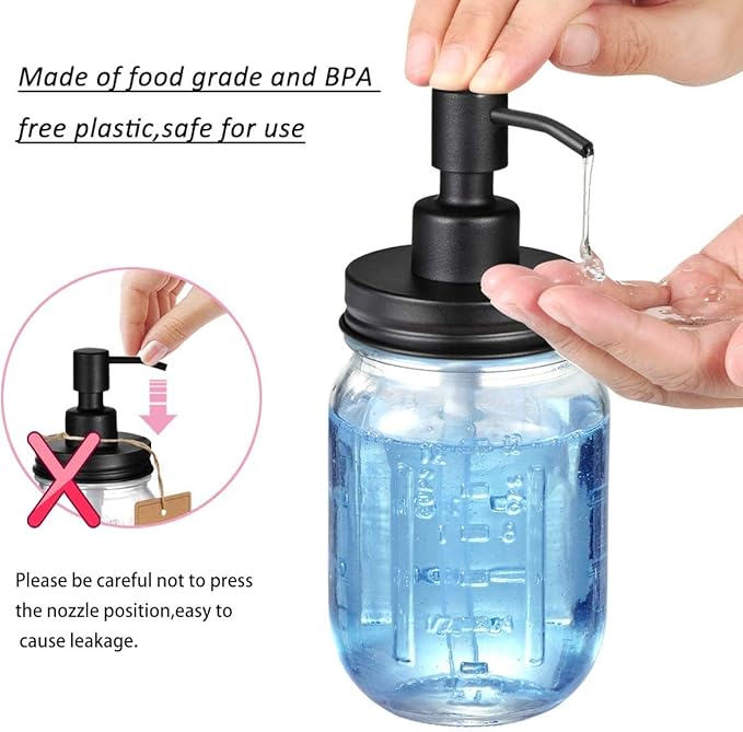 Amolliar Mason Jar Liquid Soap Dispenser Pump Lid, Stainless Steel Pump - Image 5