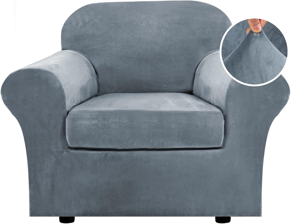 H.VERSAILTEX Rich Velvet Stretch 2 Piece Cover Chair Slipcover Sofa Cover Fur...