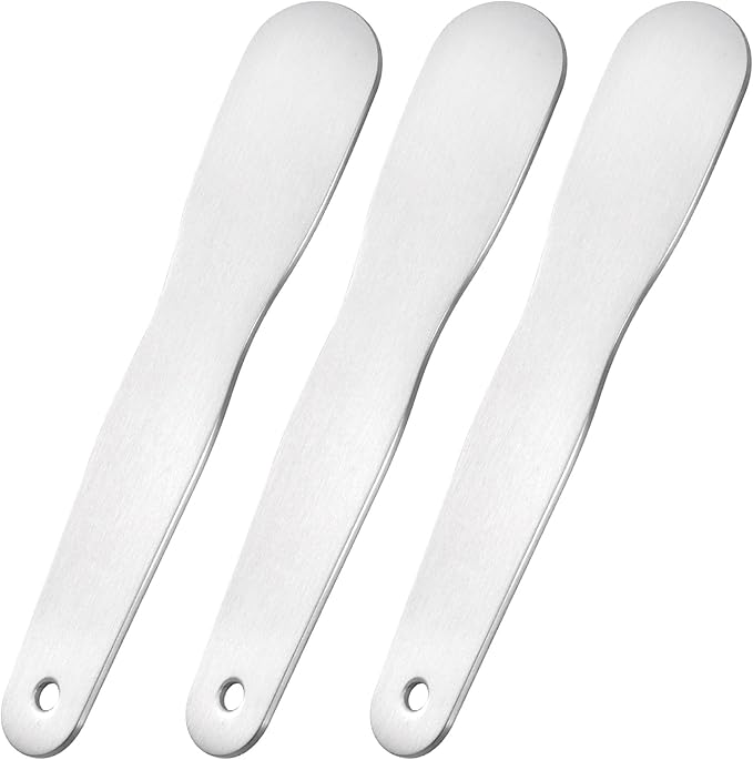 Pndeyo 3pcs Mini Stainless Steel Makeup Spatula, 3.35x0.69in Reusable Cosmetic by Pndeyo