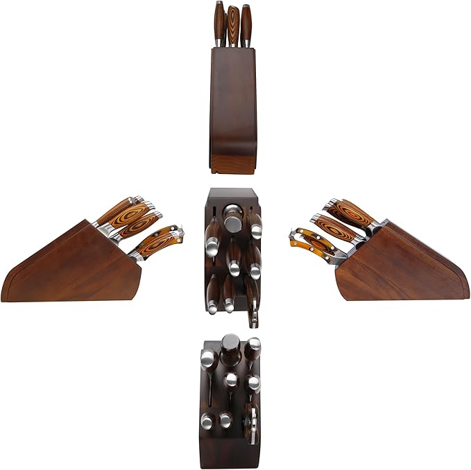 MSY BIGSUNNY 9pcs Knife Block Set, German Steel Kitchen Knife Set - Image 2