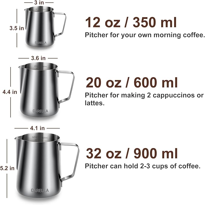 Milk Frothing Pitcher, 32oz Stainless Steel Milk Frother Cup Steaming Pitcher - Image 3