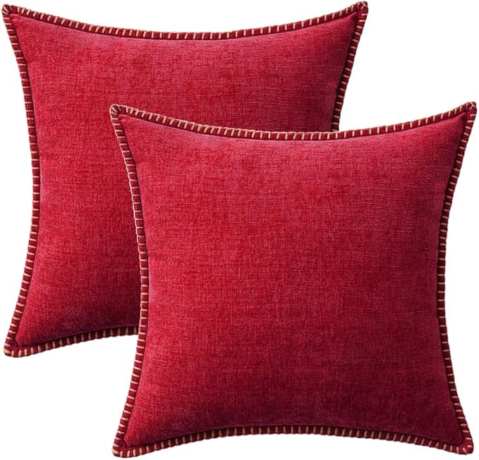 MIULEE Pack of 2 Christmas Pillow Covers 20x20 Inch Red Farmhouse Decorative - Image 9