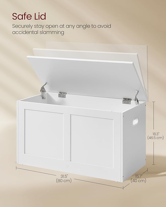 VASAGLE Storage Chest, Storage Trunk with 2 Safety Hinges, Storage Bench, Sho...