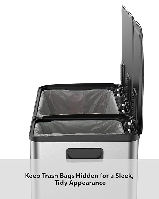 Lovewind Double Trash Can Kitchen, 13+5.5 Gallon Stainless Steel Dual Trash and - Image 6