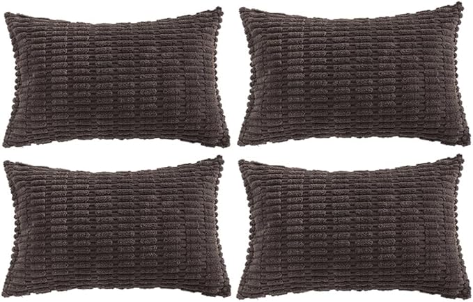 Fancy Homi 4 Packs Boho Dark Brown Decorative Throw Pillow Covers 16x24 Inch by Fancy+Homi