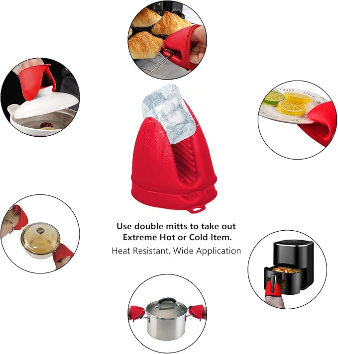 3 Pairs Silicone Oven Mitts Sets Pot Holders Heat Resistant - Image 4