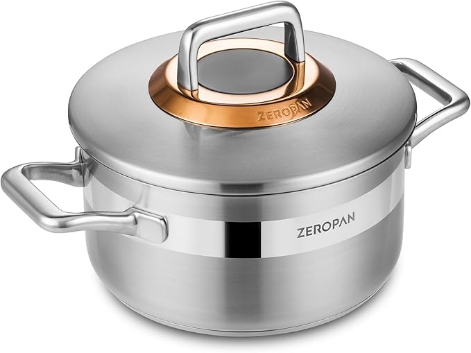Hybrid Nonstick 3-Quart Stockpot, 8 Inch Stainless Steel Stockpot by zeropan