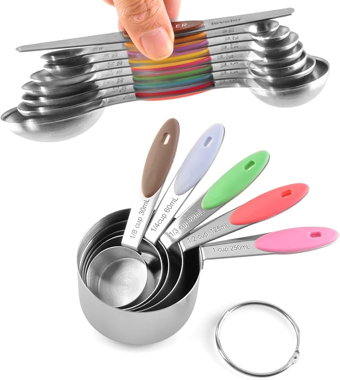 EDELIN Measuring Cups and Magnetic Measuring Spoons Set, Stainless Steel 5 Cups - Image 3