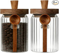 ANSQU Glass Jar with Wooden Lid & Spoon, 20.3oz Food Storage Containers Coffee by ANSQU