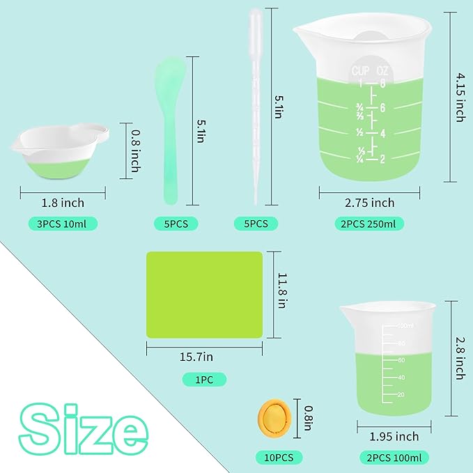 Silicone Measuring Cups for Resin Supplies, Resin Kit for 250ml &100ml - Image 3