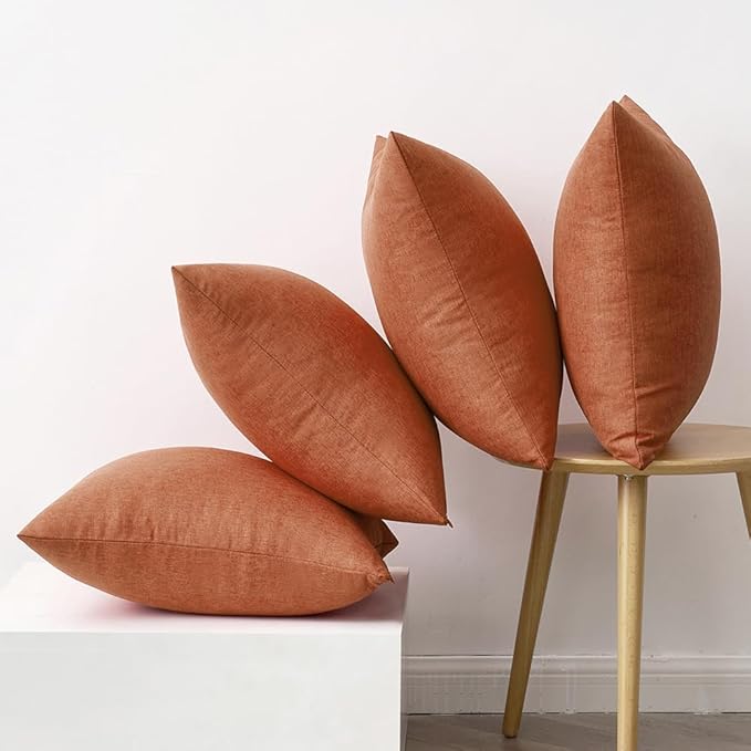MIULEE Pack of 4 Decorative Rust Throw Pillow Covers Linen Waterproof Pillow - Image 6