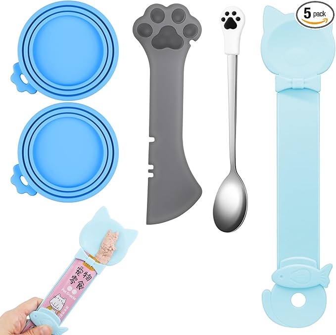 5 PCS Cat Food Can Covers Lids Set, Silicone Pet Food Can Lids by Unknown