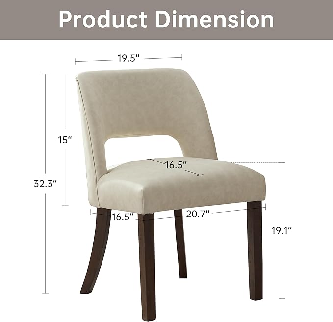 VKNOW Modern Dining Chairs Set of 2, Faux Leather Upholstered Dining Room Cha...