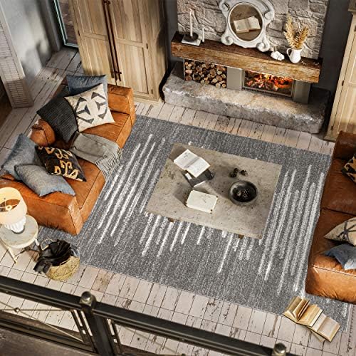 JONATHAN Y Aya Berber Stripe Geometric Gray/Cream Indoor Area Rug, 8x10, Cont...