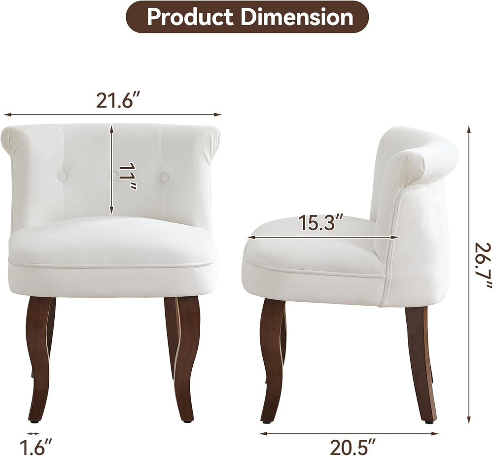 WUTUTUEE Velvet Vanity Chair with Back, Tufted Upholstered Vanity Stool with ...