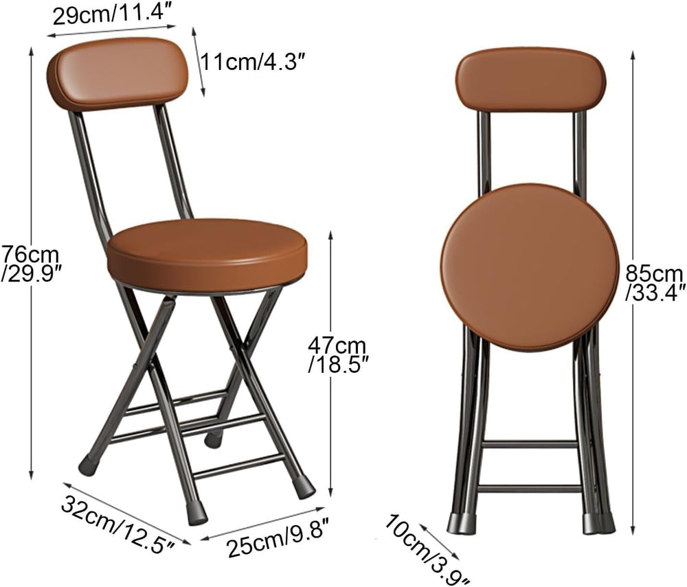 2 Pack Folding Chairs, PU Dining Chair Set with Padded Cushion and Back, Indo...