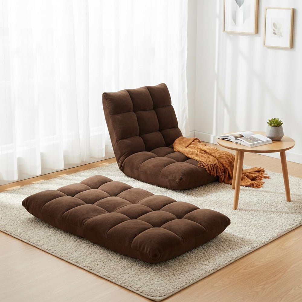 S AFSTAR Cushioned Floor Chair, 14-Position Adjustable Padded Lazy Recliner w...