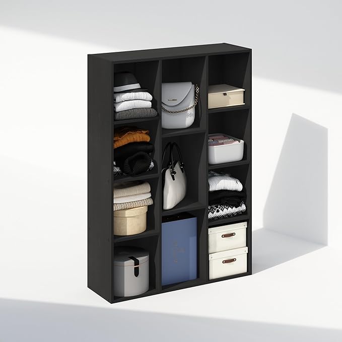 Furinno Reed Closet Organizers and Storage, 11-Cube Closet Organizer, Open