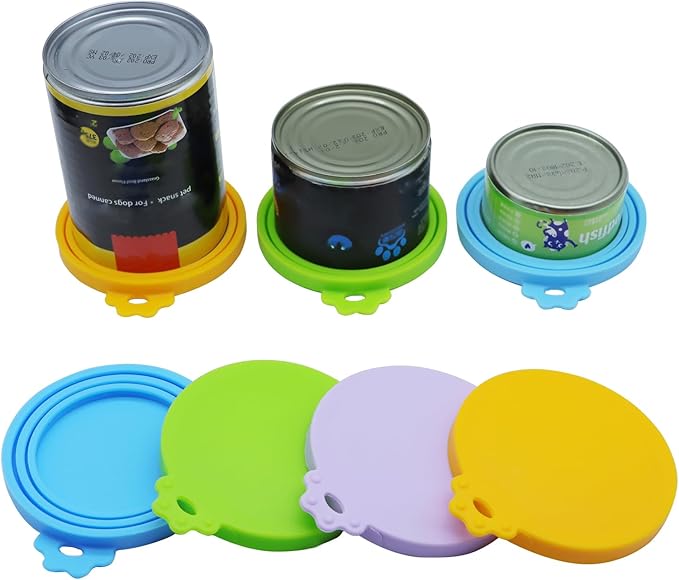 Food Can Covers/4 Pack/Universal BPA Free Silicone Dog Cat Food Tin Lids - Image 3